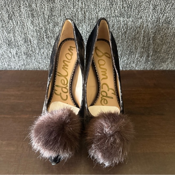 Sam Edelman Haroldson Pump Heels Women's Size 6.5 Dark Brown Event Formal Pom - Picture 2 of 11